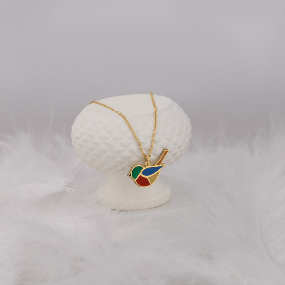 925 Sterling Silver Enamel Bird Pendant