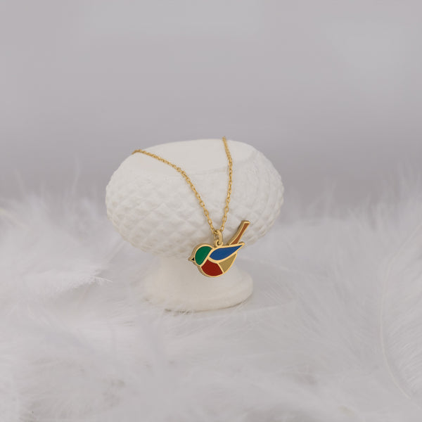925 Sterling Silver Enamel Bird Pendant