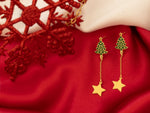 925 Sterling Silver Christmas Tree Dangle And Drope Earrings