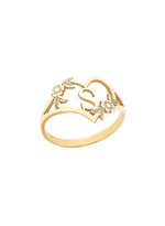 925 Sterling Silver Custom Initials Letter Heart And Flowers Rings