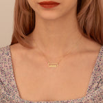 925 Sterling Silver 14K Solid Gold Minimalist Rectangle Name Necklace