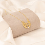925 Sterling Silver Double Name Crown Necklace