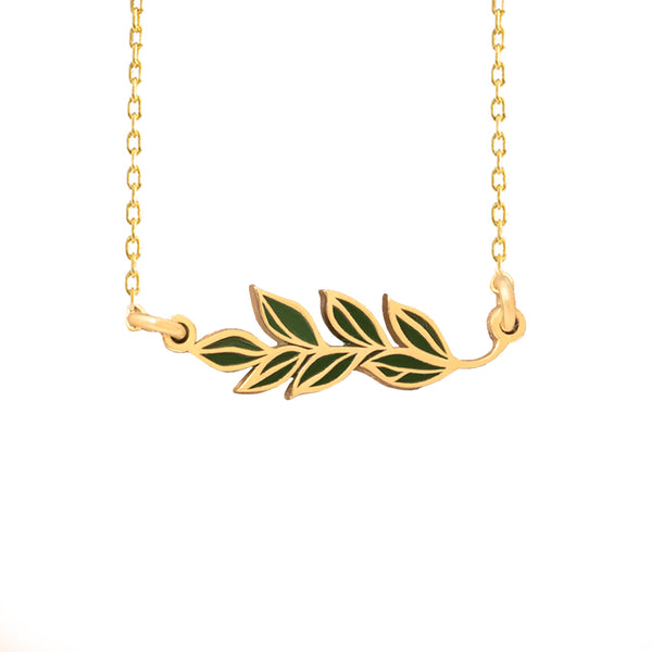 925 Sterling Silver Enamel Branch Necklace