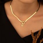 925 Sterling Silver Snake Layered Chain With Initial(Zi̇nci̇ri̇ Cs40008)