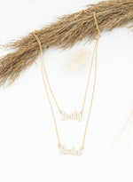 925 Sterling Silver Personalized Double Name Double Chain Necklace