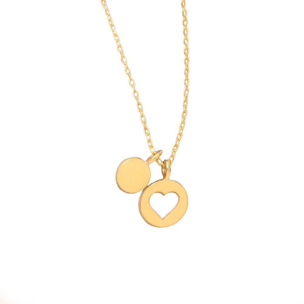 925 Sterling Silver Minimalist Heart And Coin Necklace