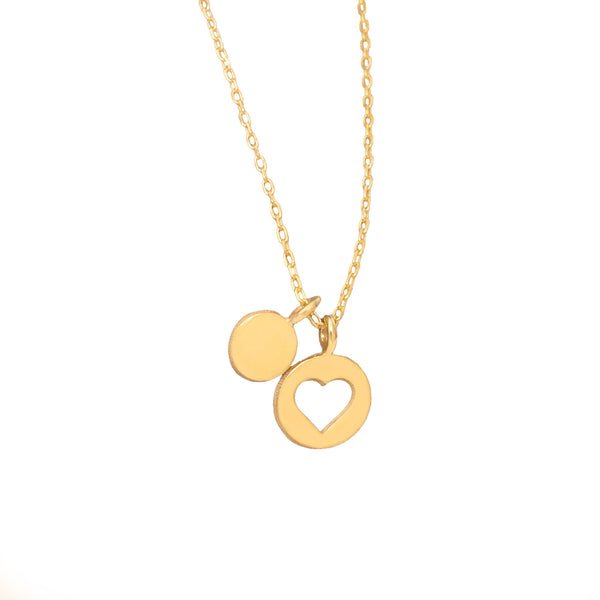 925 Sterling Silver Minimalist Heart And Coin Necklace