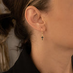 925 Sterling Silver Enamel Cross Earrings