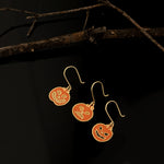 925 Sterling Silver Enamel Pumpkin Earrings,