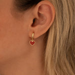 925 Sterling Silver Red Heart Earring 398