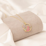 925 Sterling Silver Enamel Flower Cat Necklace