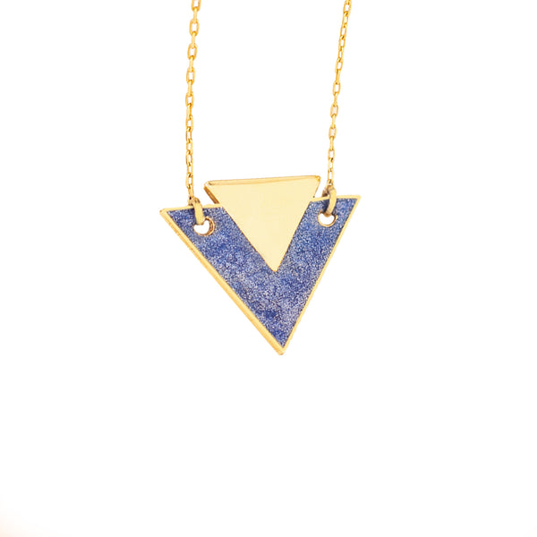 925 Sterling Silver Double Triangle Enamel Necklace