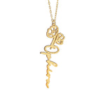 925 Sterling Silver Birth Flower Name Necklace Vertical