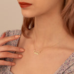 925 Sterling Silver 14K Solid Gold Minimalist Rectangle Name Necklace