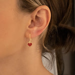 925 Sterling Silver Red Heart Earring 397