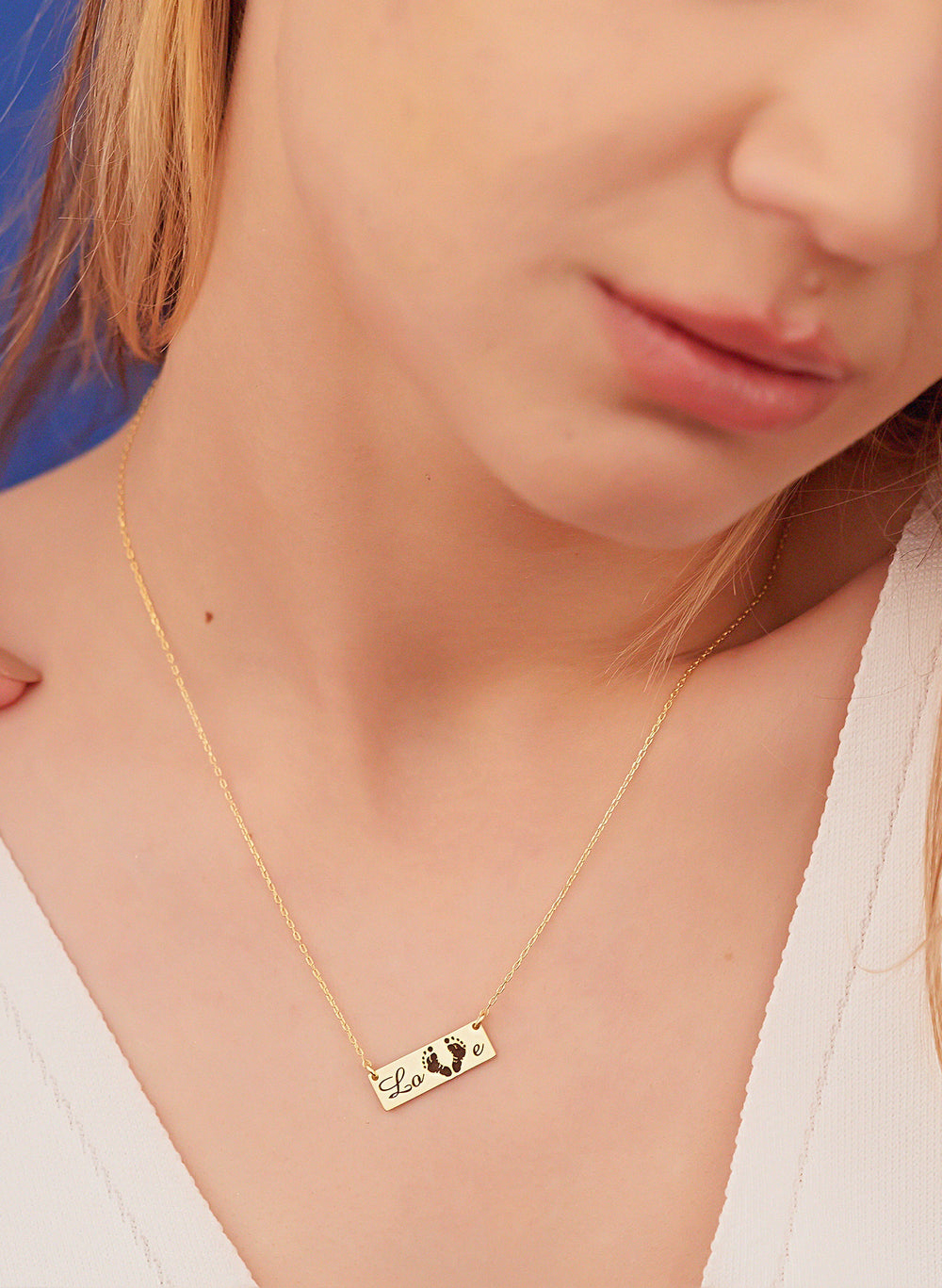 925 Sterling Silver Personalized Footprint Necklace