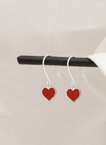 925 Sterling Silver Red Heart Earring 397