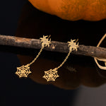 925 Sterling Silver Dangle Spider And Web Earrings