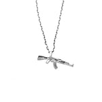 925 Sterling Silver Half Oxidized Chain Kalashnikov Necklace