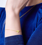 925 Sterling Silver Personalized Letter Heart Bracelet