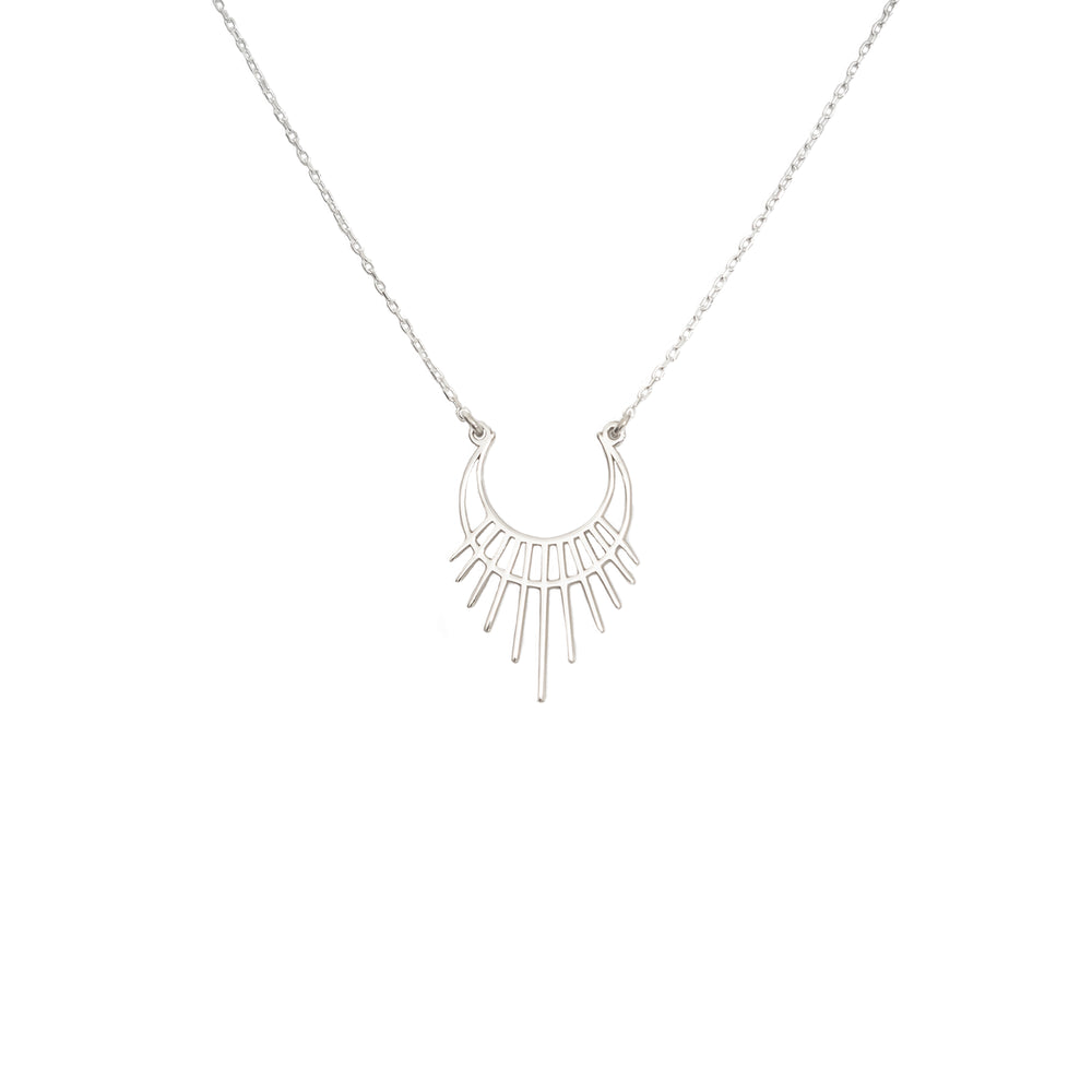 925 Sterling Silver Moon And Sun Necklace - Half Sun Necklace