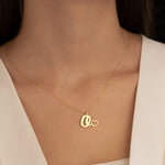925 Sterling Silver Initial Necklace With Heart