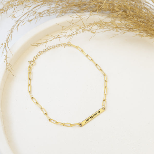 925 Sterling Silver Paperclip Bar Bracelet