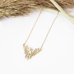 925 Sterling Silver Unique Phoenix And Initial Gold Necklace