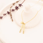 925 Sterling Silver Two Bar And Heart Necklace