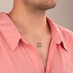 925 Sterling Silver Square Pride Flag Necklace