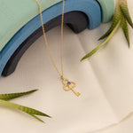 925 Sterling Silver Key Necklace With Birthstone