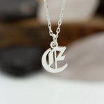 925 Sterling Silver Old English Inital Necklace