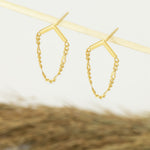 925 Sterling Silver Figaro Chain Triangle Stud Earring,