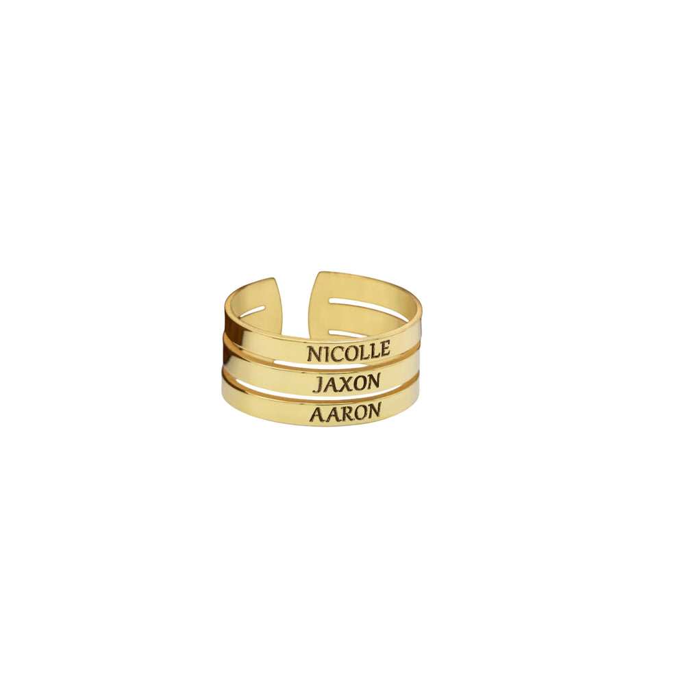 925 Sterling Silver Personalized Three Name Ring