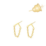 925 Sterling Silver Figaro Chain Triangle Stud Earring,