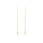 925 Sterling Silver Threader Cross Dangle Earring