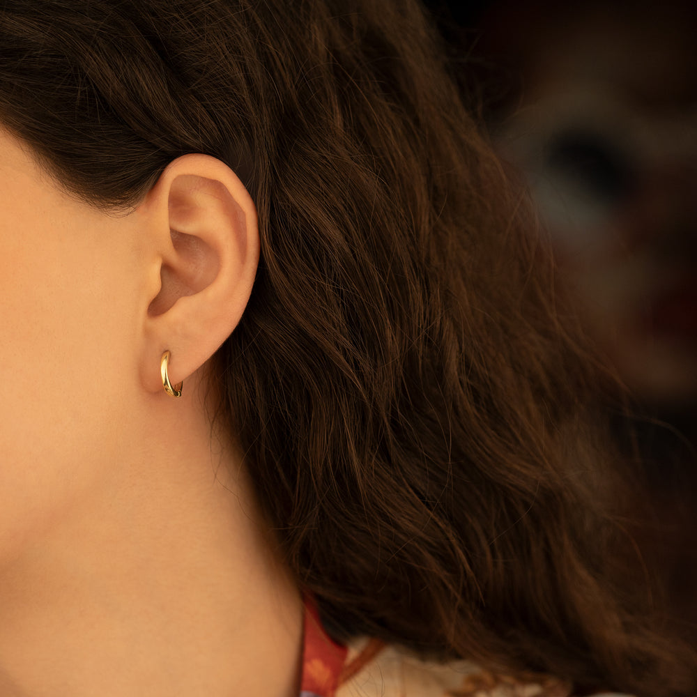 925 Sterling Silver 13Mmköşeli Hoop Earrings