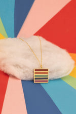 925 Sterling Silver Square Pride Flag Necklace