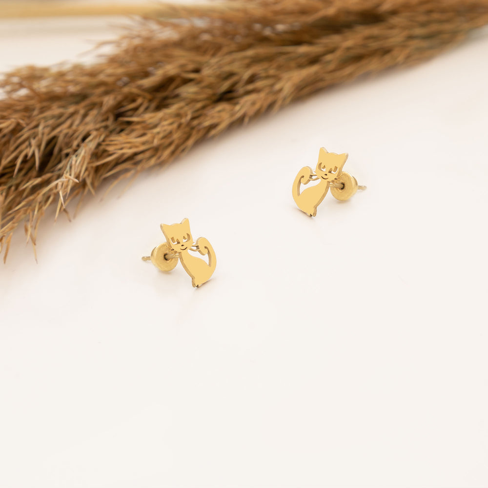 925 Sterling Silver Cat Studs,