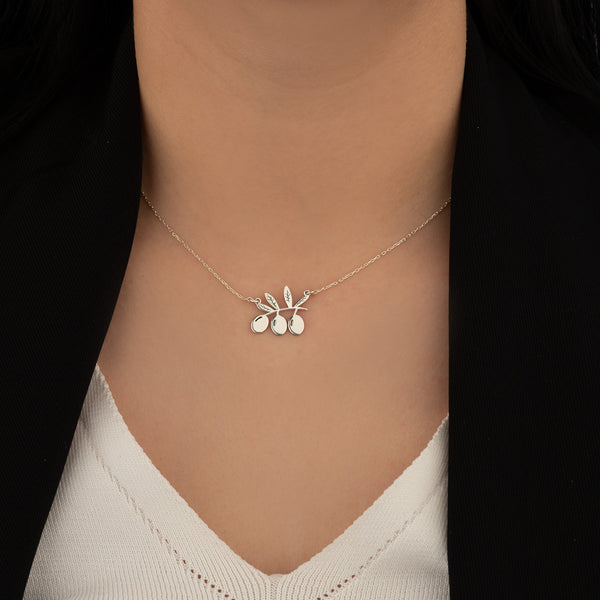 925 Sterling Silver Olive Branch Necklace