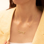 925 Sterling Silver Di̇kdörtgen Çerçeve İçi̇ İsi̇m Necklace