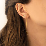 925 Sterling Silver Tiny Cross Earring