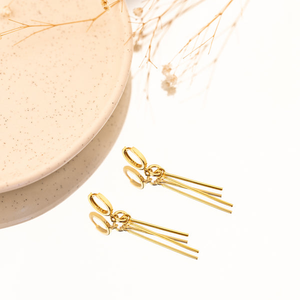 925 Sterling Silver Double Bar Huggie Earrings