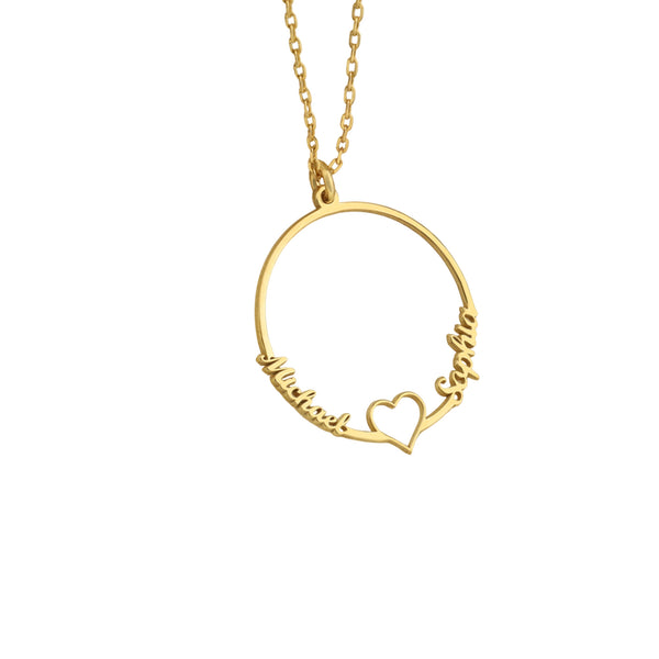 925 Sterling Silver Heart Ring Necklace With Names