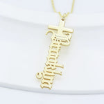 925 Sterling Silver Veritical Cross Name Necklace