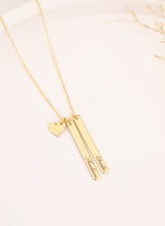925 Sterling Silver Two Bar And Heart Necklace