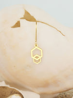 925 Sterling Silver Unique Double Hexagon Drop Earrings