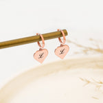 925 Sterling Silver Heart With Initial Earrings