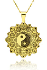 925 Sterling Silver Life Of Flower Mandala With Yin Yang Necklace