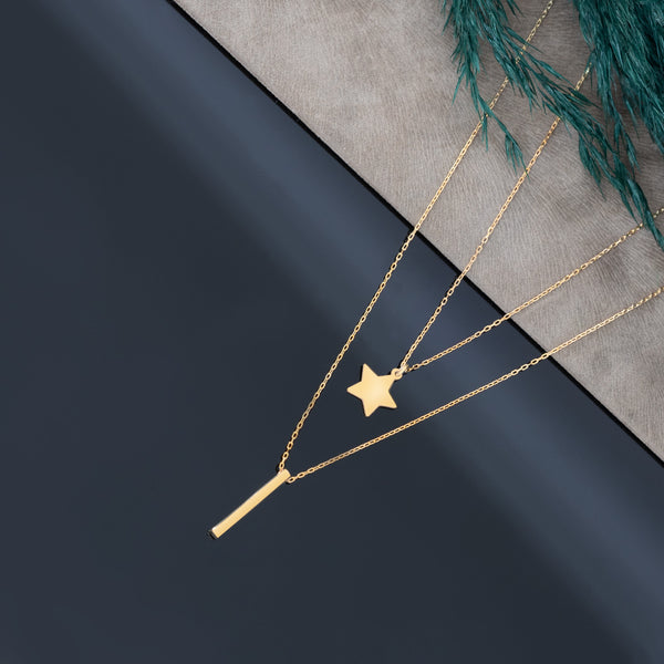 925 Sterling Silver Star And Bar Layet Necklace